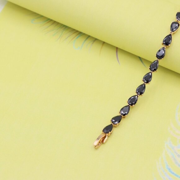 "Rose Gold Bracelet with Black Teardrop Stones – Bold & Elegant, XPBL0814 - Picture 6 of 12